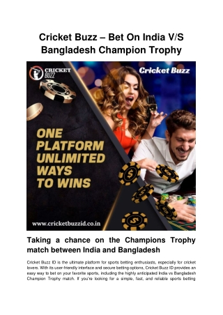 Cricket Buzz – Bet On India V_S Bangladesh Champion Trophy