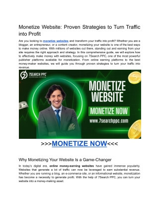 Monetize Website_ Proven Strategies to Turn Traffic into Profit