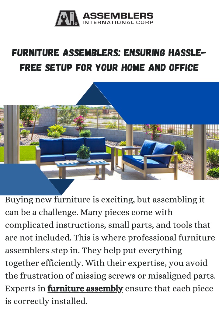 furniture assemblers ensuring hassle free setup