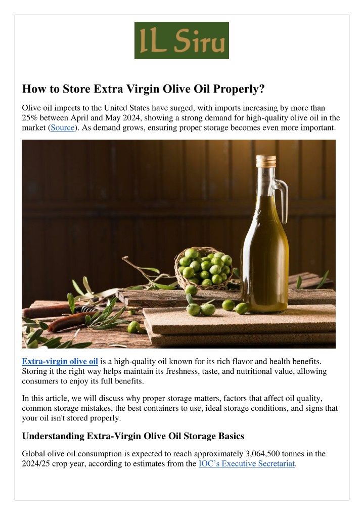 how to store extra virgin olive oil properly