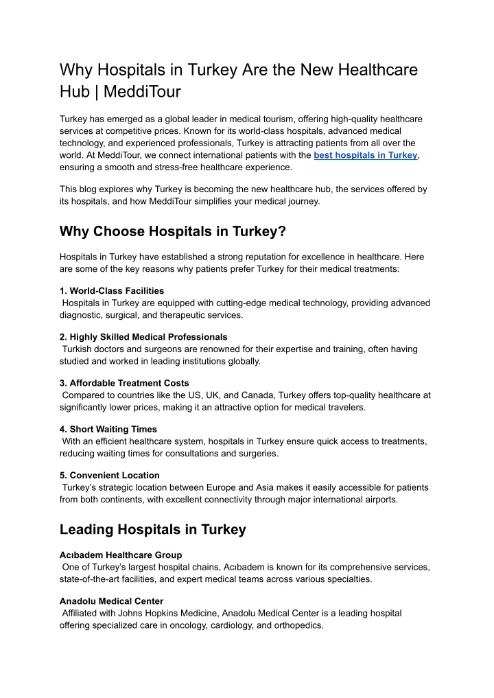 why hospitals in turkey are the new healthcare