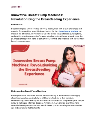 Innovative Breast Pump Machines_ Revolutionizing the Breastfeeding Experience