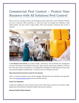 Protect Your Business with All Solutions Pest Control