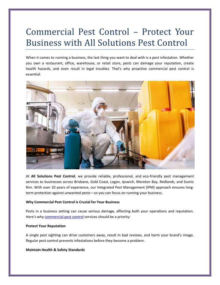 commercial pest control protect your business