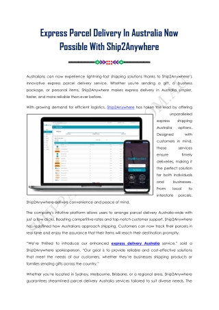 Express Parcel Delivery In Australia With Ship2Anywhere
