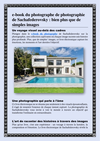 e-book du photographe de photographie de Sachafederovsky : bien plus que de simp