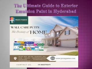 The Ultimate Guide to Exterior Emulsion Paint in Hyderabad
