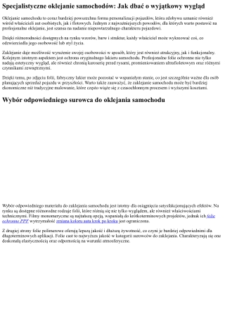 Specjalistyczne car wrapping: Jak zadbać o wyjątkowy wygląd