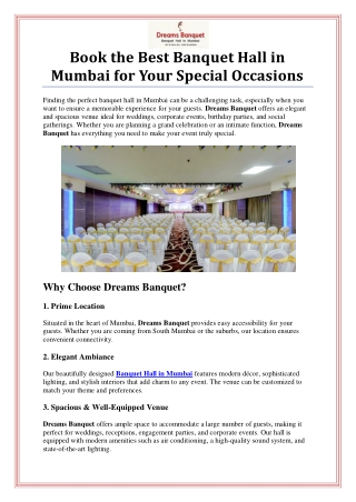 Banquet Hall in Mumbai at Dreams Banquet