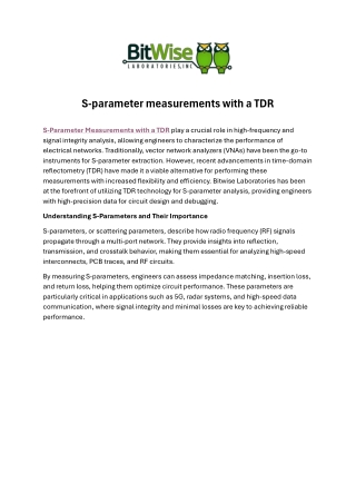 S-parameter measurements with a TDR