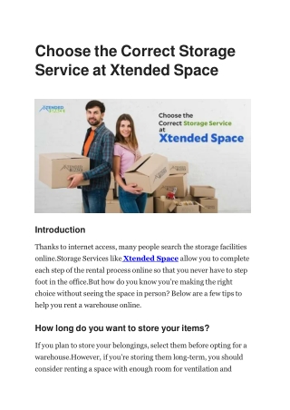 Choose the Correct Storage Service at Xtended Space