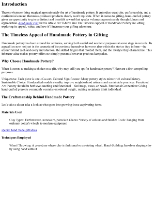 The Timeless Appeal of Handmade Pottery in Gifting