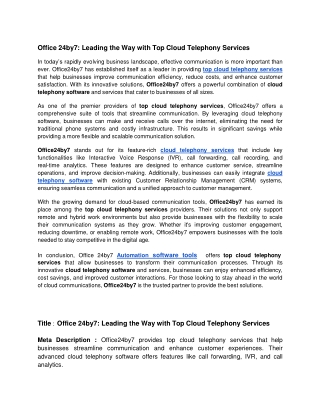 office 24by7 leading the way with top cloud