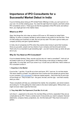 Importance of IPO Consultants for a Successful Market Debut in India
