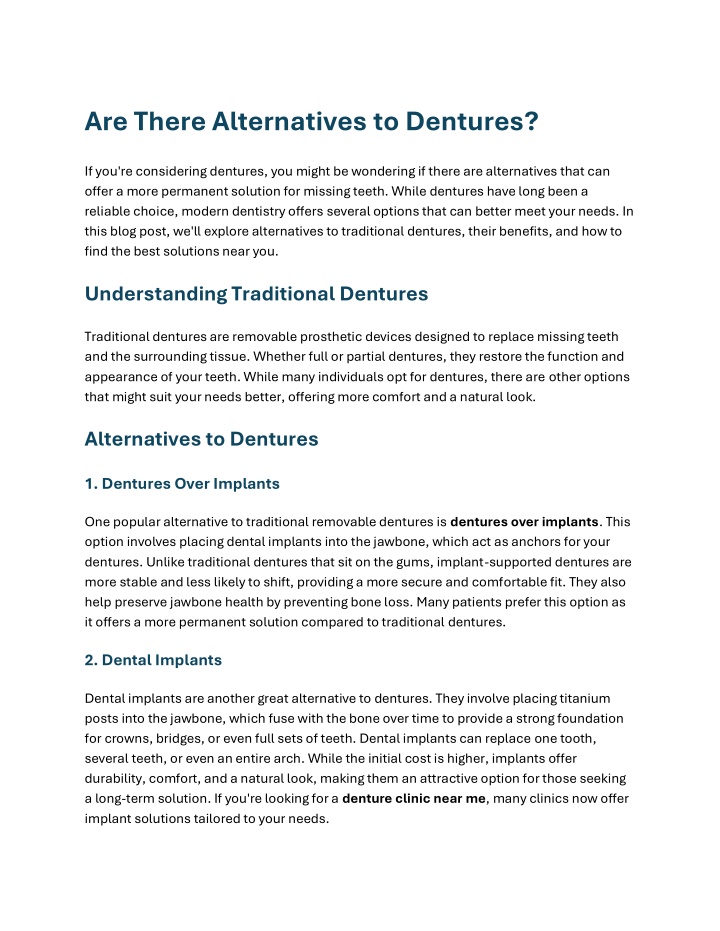 are there alternatives to dentures