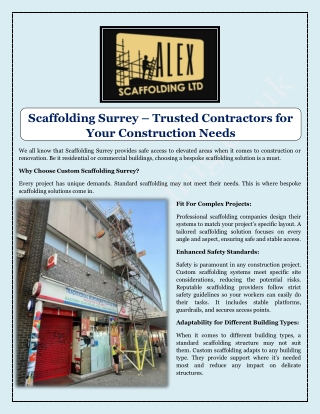 scaffolding surrey trusted contractors for your