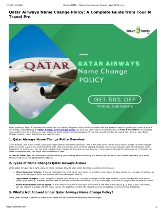 Qatar Airways Name Change Policy: A Complete Guide from Tour N Travel Pro