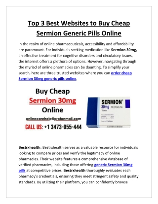 Buy Cheap Sermion Generic Pills Online Today