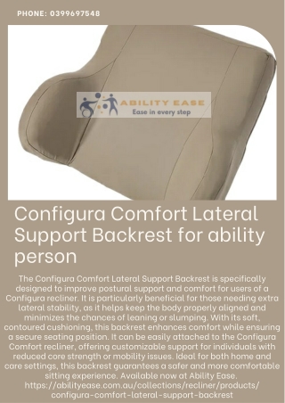 Configura Comfort Lateral Support Backrest for ability person