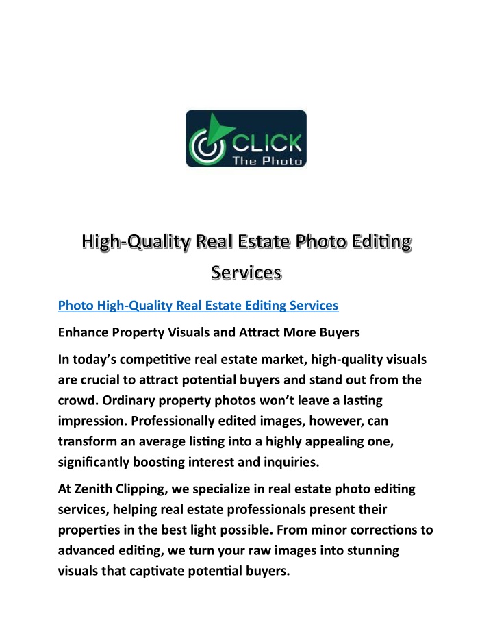 photo high quality real estate editing services