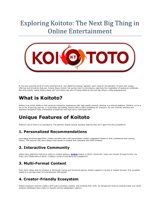 exploring koitoto the next big thing in online