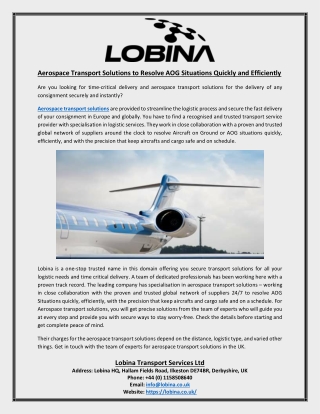aerospace transport solutions to resolve