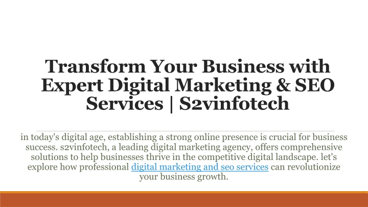 transform your business with expert digital marketing seo services s2vinfotech