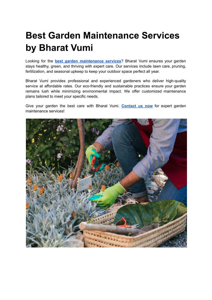 best garden maintenance services by bharat vumi