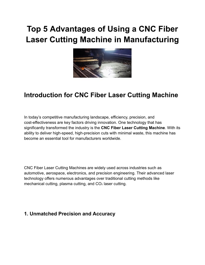 top 5 advantages of using a cnc fiber laser