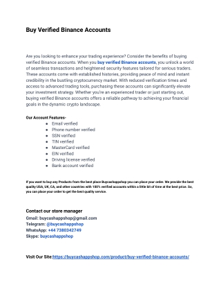 Buy Verified Binance Accounts - USA Market