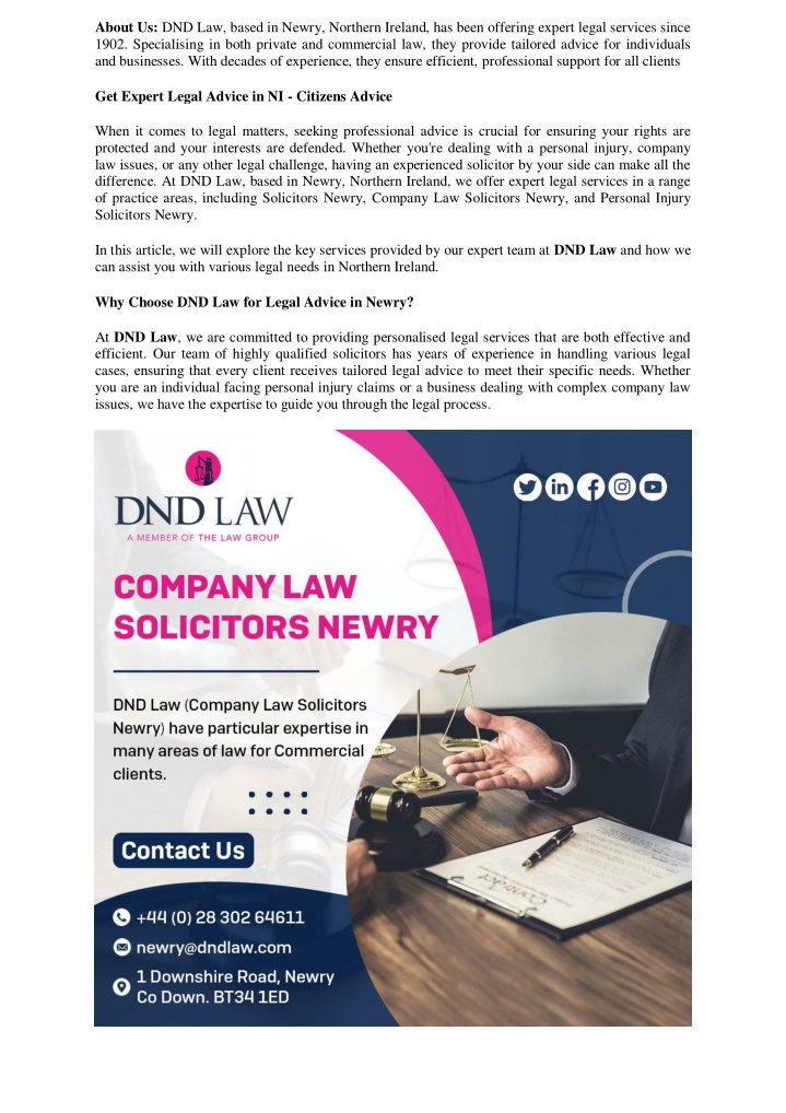 about us dnd law based in newry northern ireland