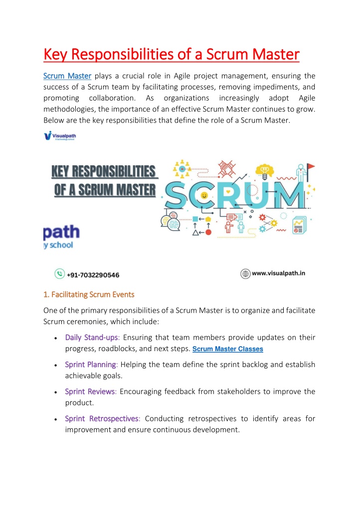 key responsibilities of a scrum master