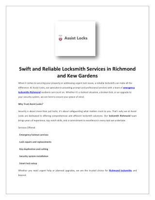 Locksmiths Twickenham | Emergency Locksmiths TW1 TW2 - Assist Locks