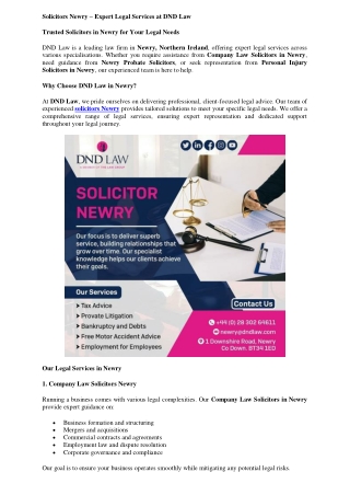 Solicitors Newry – Expert Legal Services at DND Law