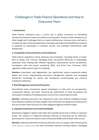 challenges in trade finance operations