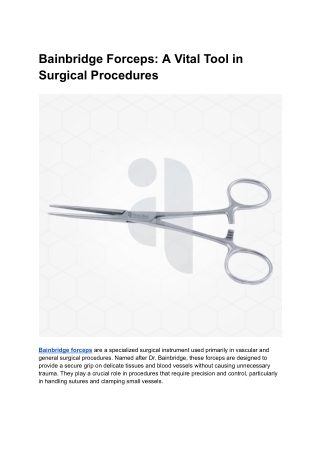 Bainbridge Forceps_ A Vital Tool in Surgical Procedures