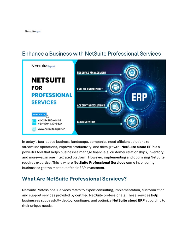 enhance a business with netsuite professional