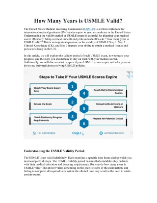 How Many Years is USMLE Valid