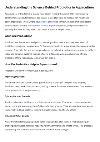 Understanding the Science Behind Probiotics in Aquaculture