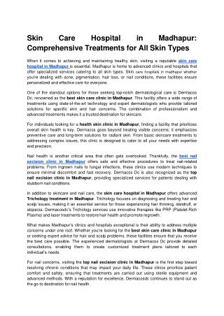 Skin Care Hospital in Madhapur_ Comprehensive Treatments for All Skin Types.docx