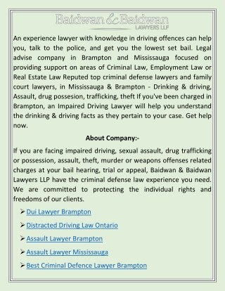 Brampton Impaired Driving Lawyer