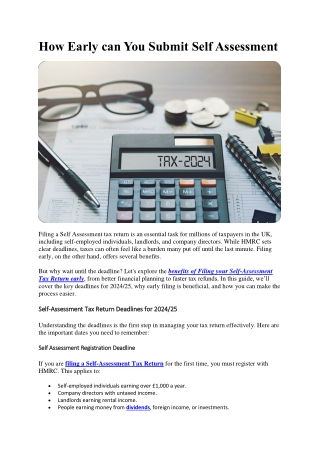 How Early can You Submit Self Assessment Tax Return