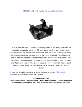 MTD 684-0069-0637 Impeller Assembly _ WholeToolBox