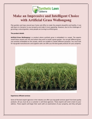 make an impressive and intelligent choice with
