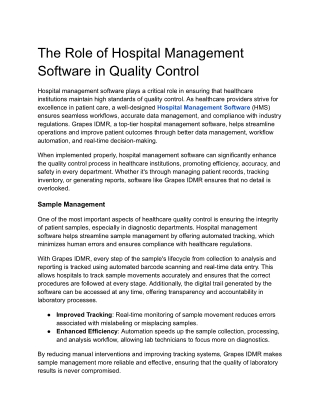 the role of hospital management software