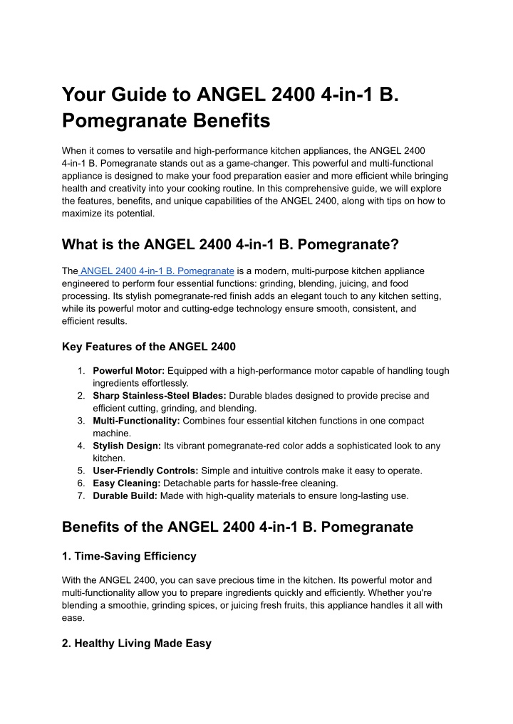 your guide to angel 2400 4 in 1 b pomegranate