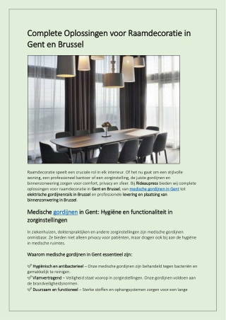 Complete oplossingen voor raamdecoratie in Gent en Brussel