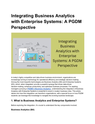 Integrating Business Analytics with Enterprise Systems_ A PGDM Perspective