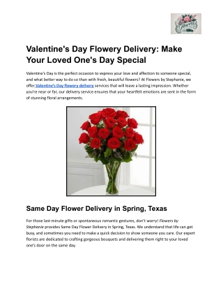 Valentine's Day Flowery Delivery_ Make Your Loved One's Day Special