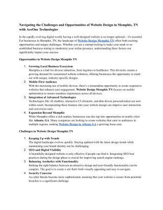 Navigating the Challenges and Opportunities of Website Design in Memphis, TN